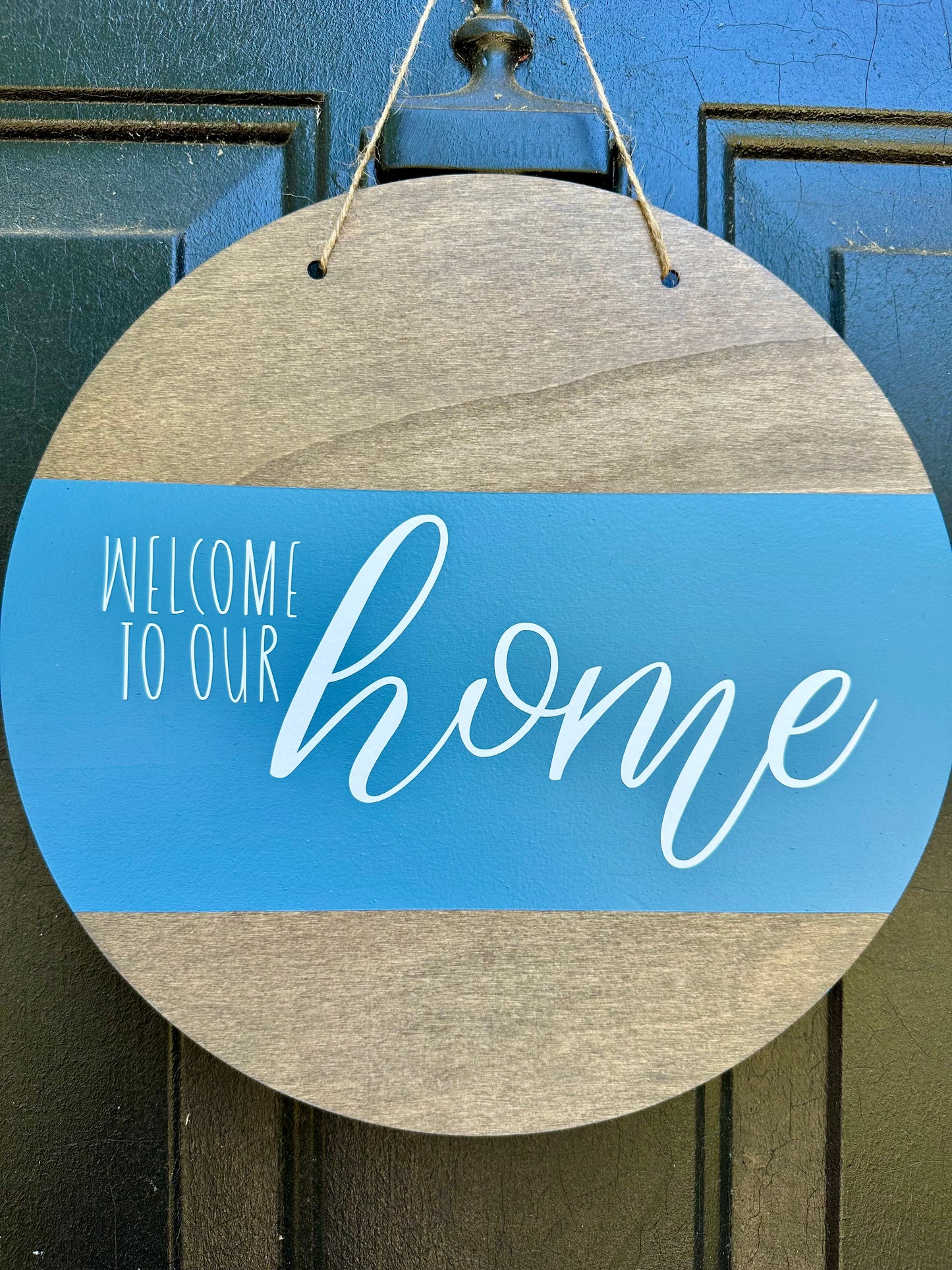 Blue Welcome Sign