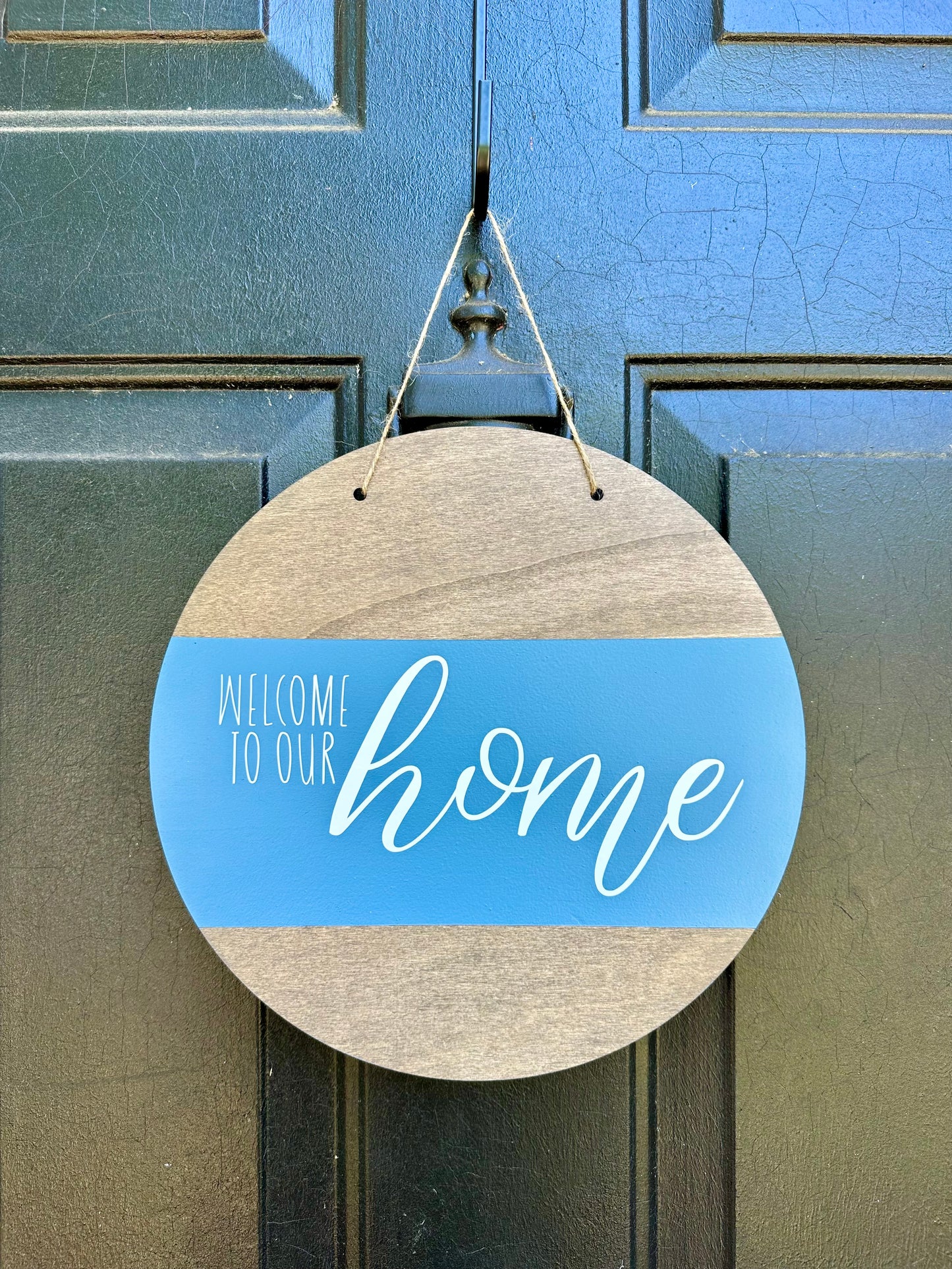 Blue Welcome Sign
