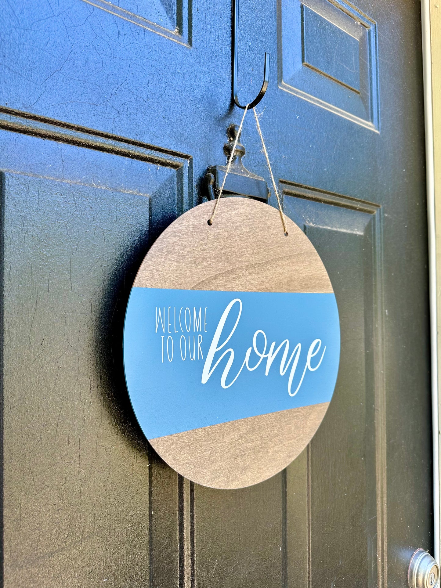 Blue Welcome Sign